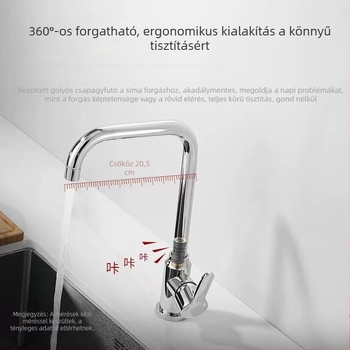 Rozsdamentes acél konyhai mosogató-keverőcsap, kerámia szeleppel, 32 mm ülésátmérő, 4 mm bemeneti/kimeneti cső, modell S5-1