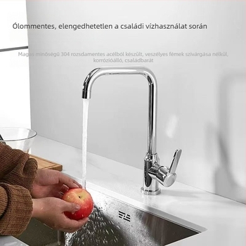 Rozsdamentes acél konyhai mosogató-keverőcsap, kerámia szeleppel, 32 mm ülésátmérő, 4 mm bemeneti/kimeneti cső, modell S5-1
