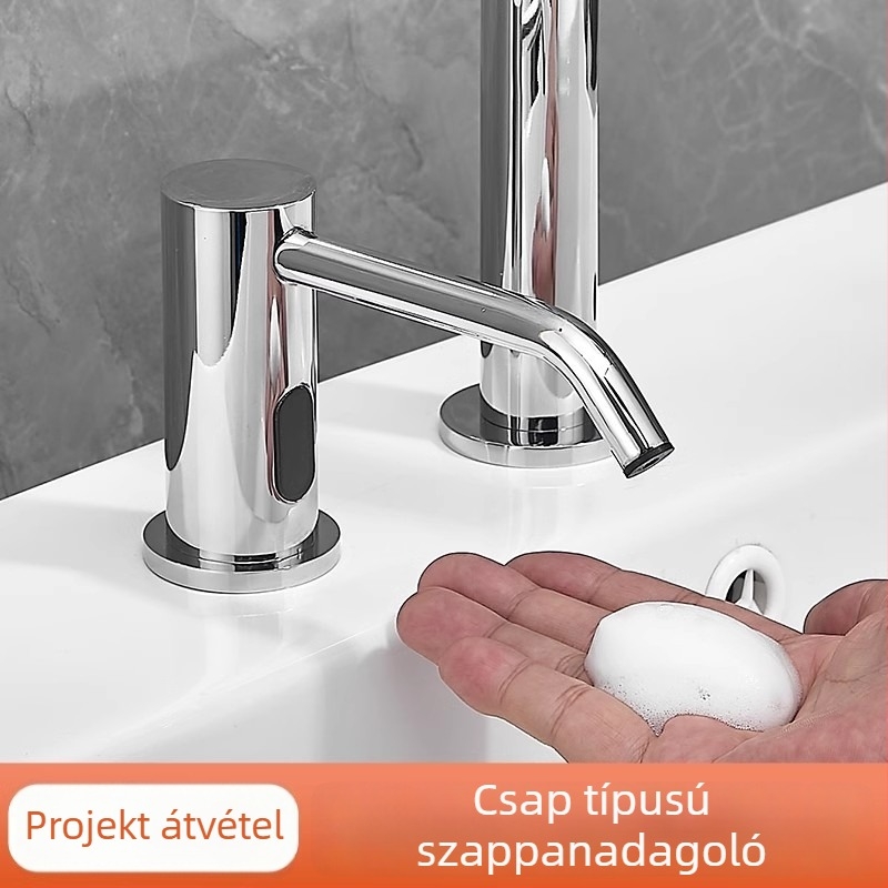 Indukciós szappanadagoló mosogatóhoz | rozsdamentes acél, krómozott felület, modern minimalista stílus (Anyag: rozsdamentes acél; Felület: krómozott; Funkció: indukció; Tömeg: 1000 g)