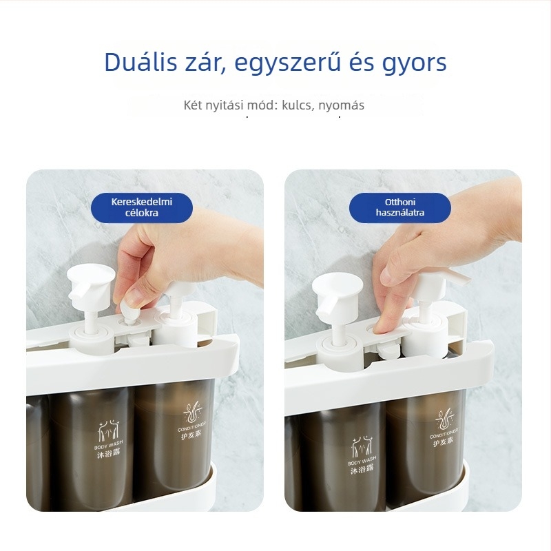 Szappanadagoló, ABS, falra szerelhető, kézi nyomásos működés, világos luxus stílus, CE tanúsítvány