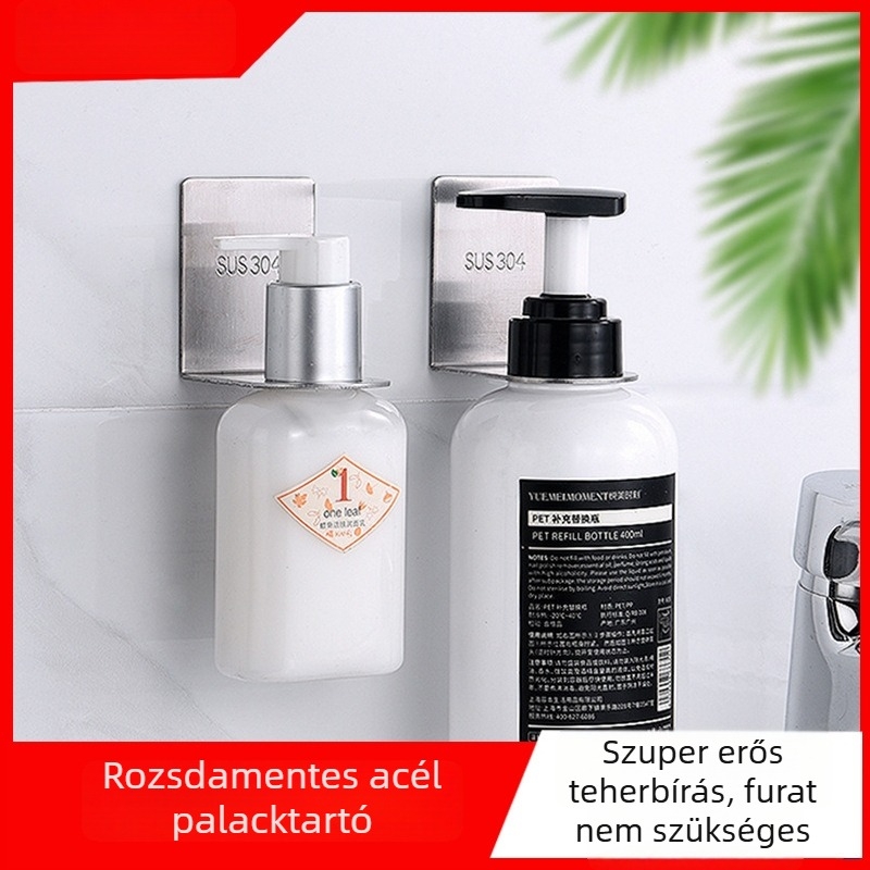 Kézfertőtlenítő tartó 304 rozsdamentes acélból, falra szerelhető, kézi nyomású adagoló, csiszolt felület