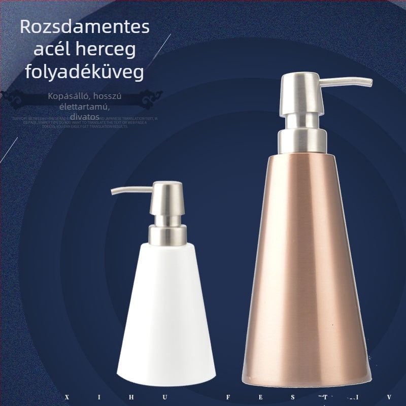 304 rozsdamentes acél pumpás lotionos üveg | márka K&T | felület: rajzolt/tükröződéses | modern minimalista stílus | funkció: kézi nyomás