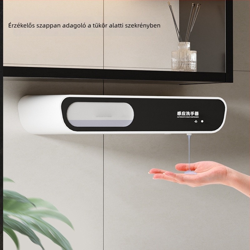 ACEYEA Szenzoros szappanadagoló tükrös szekrény alá – krómozott sárgaréz, indukciós, modern minimalista stílus, 1,2 kg