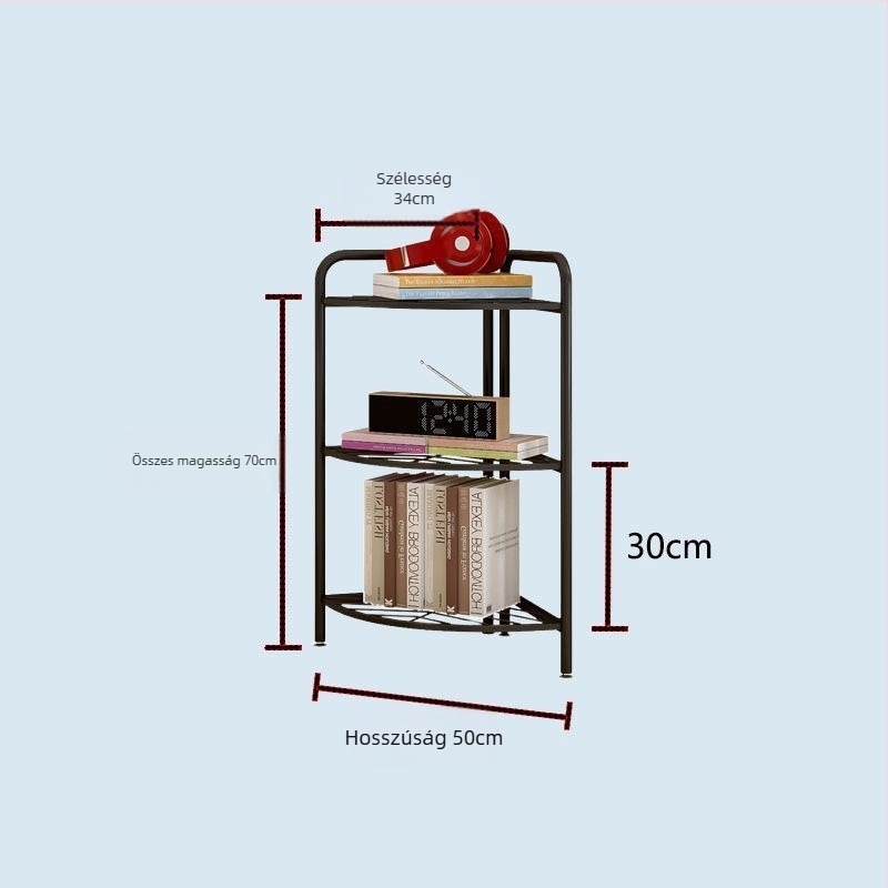 Padlón álló fürdőszobai tároló, háromszög alakú, 5 szint, 304 rozsdamentes acél, felület: műanyag porlasztott bevonat, CE tanúsítvány