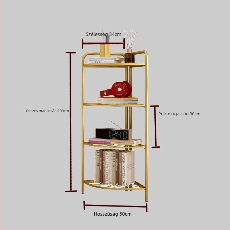 Padlón álló fürdőszobai tároló, háromszög alakú, 5 szint, 304 rozsdamentes acél, felület: műanyag porlasztott bevonat, CE tanúsítvány