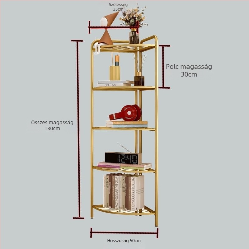Padlón álló fürdőszobai tároló, háromszög alakú, 5 szint, 304 rozsdamentes acél, felület: műanyag porlasztott bevonat, CE tanúsítvány