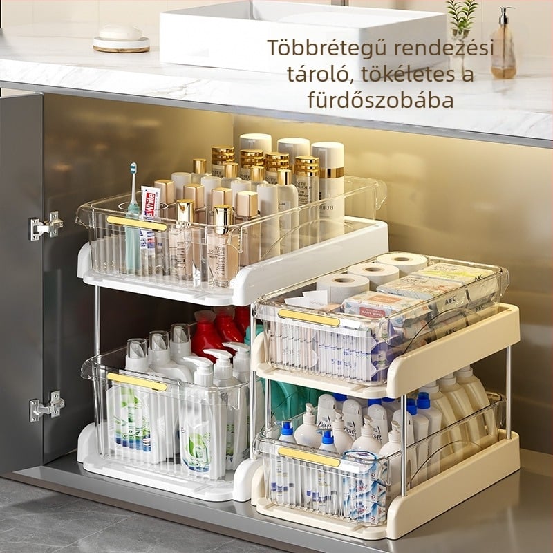 Mosogatók alatti padlóállvány fürdőszobai tároló, 2–3 emelet, modell B120, modern minimalista stílus, anyag 18328127424