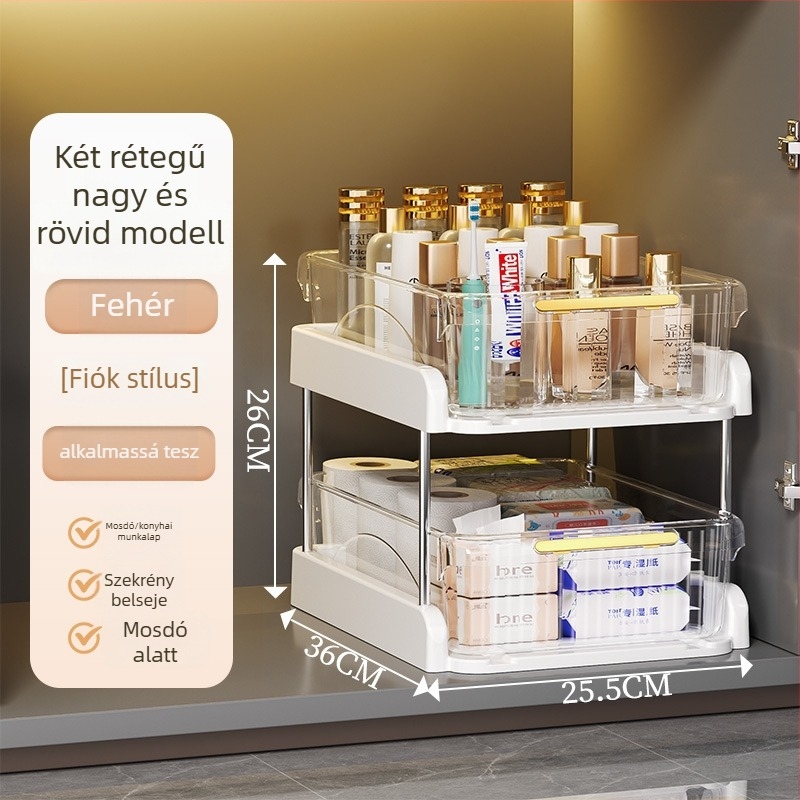 Mosogatók alatti padlóállvány fürdőszobai tároló, 2–3 emelet, modell B120, modern minimalista stílus, anyag 18328127424