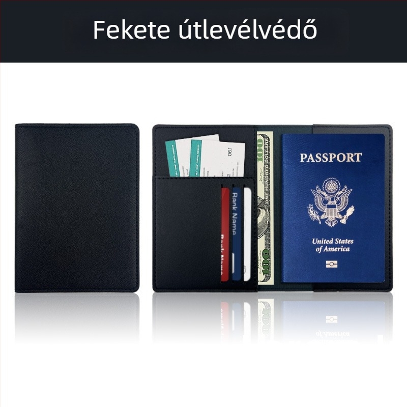 PU bőrből készült útlevél tartó testreszabható logóval, lopás elleni védelem, utazási dokumentumok rendező, uniszex