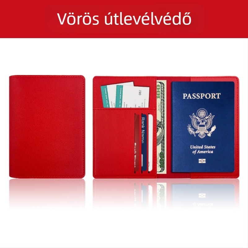 PU bőrből készült útlevél tartó testreszabható logóval, lopás elleni védelem, utazási dokumentumok rendező, uniszex