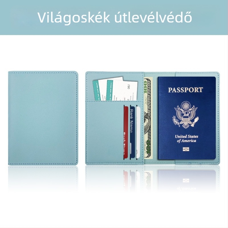 PU bőrből készült útlevél tartó testreszabható logóval, lopás elleni védelem, utazási dokumentumok rendező, uniszex