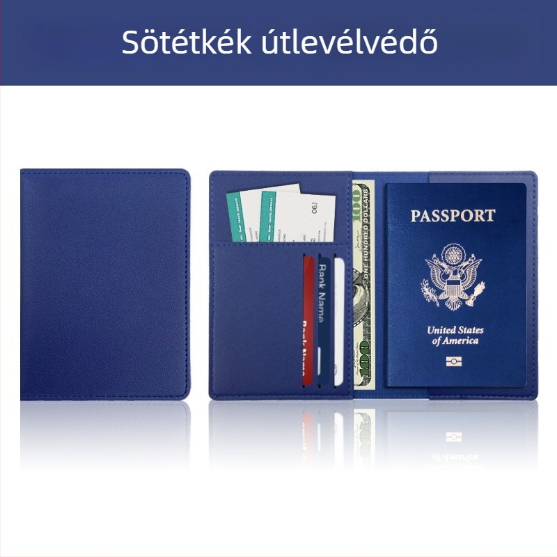 PU bőrből készült útlevél tartó testreszabható logóval, lopás elleni védelem, utazási dokumentumok rendező, uniszex