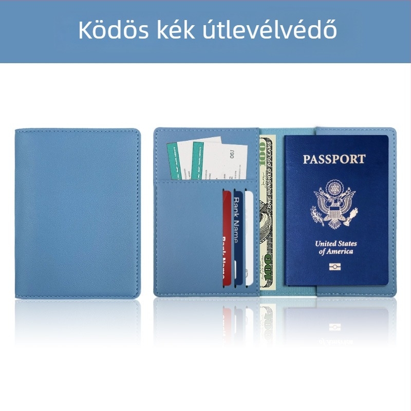 PU bőrből készült útlevél tartó testreszabható logóval, lopás elleni védelem, utazási dokumentumok rendező, uniszex