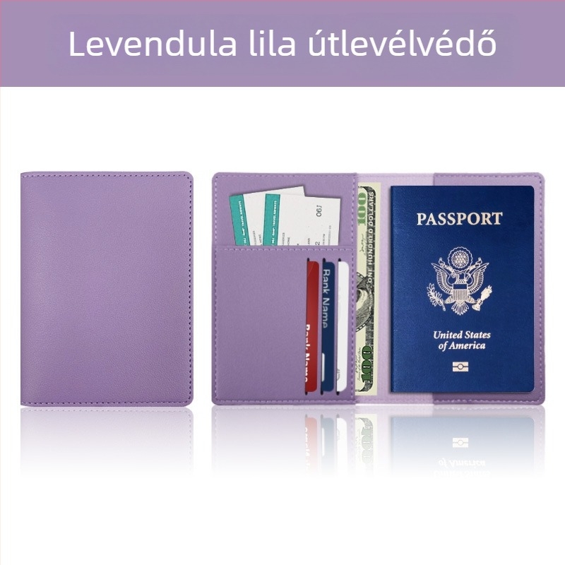 PU bőrből készült útlevél tartó testreszabható logóval, lopás elleni védelem, utazási dokumentumok rendező, uniszex