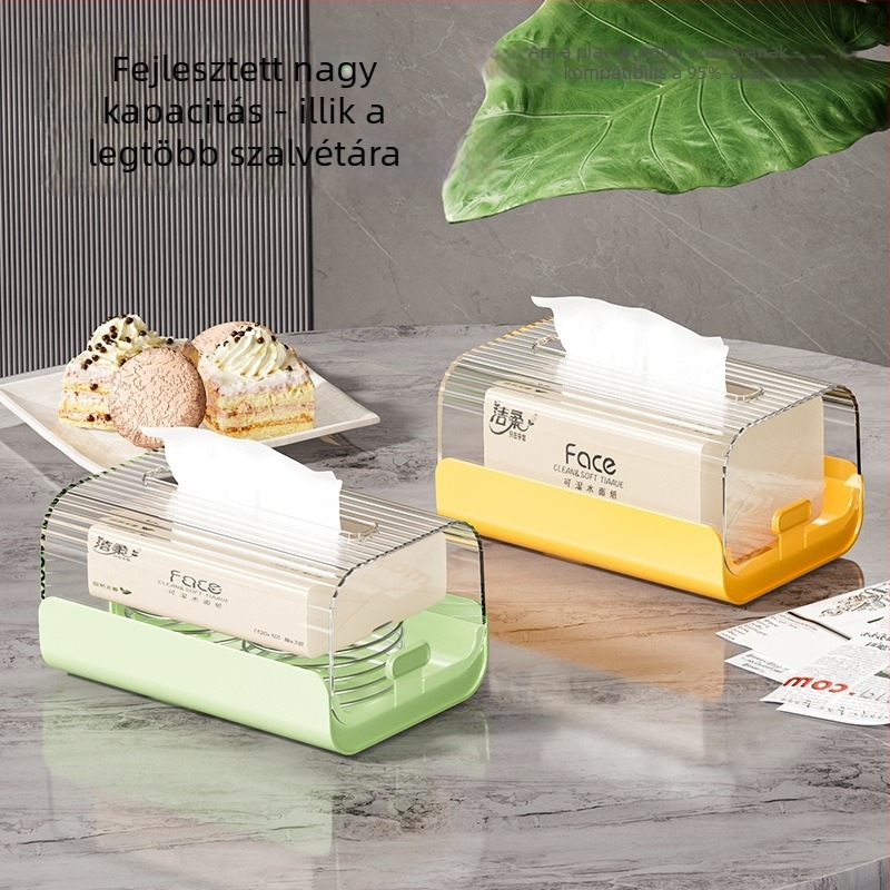 Fali papírzsebkendő-doboz, műanyag, vízálló, multifunkcionális, furatmentes szerelés