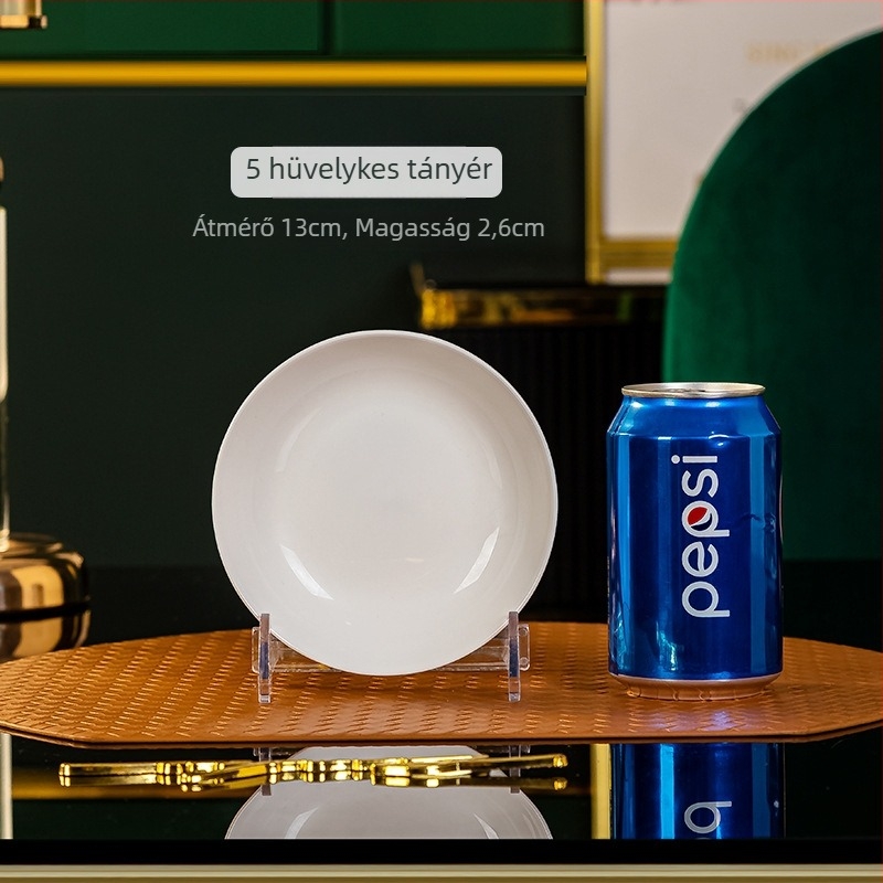 Jin Yuze csontporcelán tányér — kör alakú porcelántányér, egyszínű dizájn, modern minimalistikus stílus, mikrohullámú sütőben használható