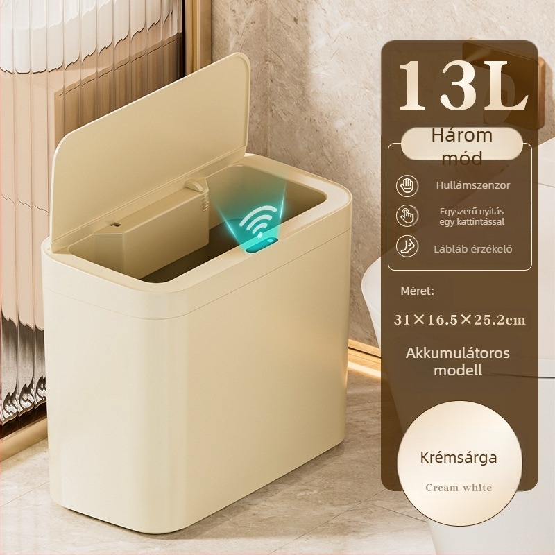 Induktív nyitású okos hulladékgyűjtő, 13–17 L kapacitás, PP, nappali, hálószoba, iroda, hotel és konyha számára
