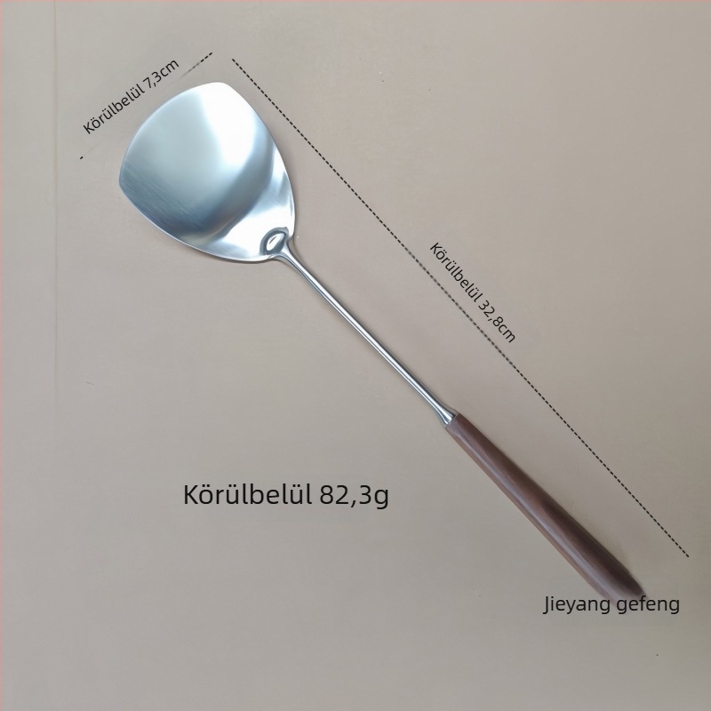 Kanál és spatula készlet – diófából készült nyél, 304 rozsdamentes acél fej, mélyfazék kanál, gomba főzéshez