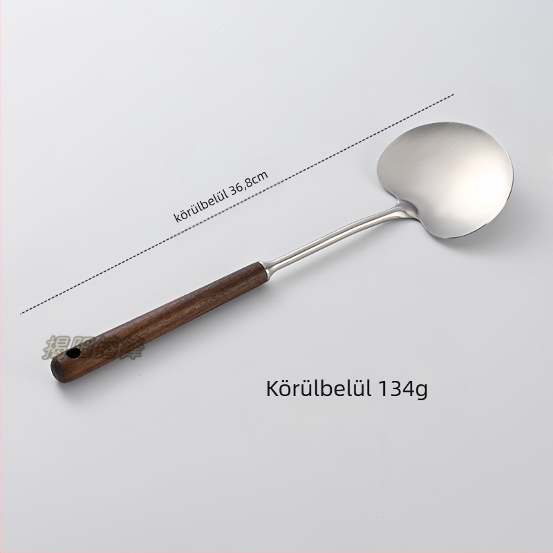 Kanál és spatula készlet – diófából készült nyél, 304 rozsdamentes acél fej, mélyfazék kanál, gomba főzéshez