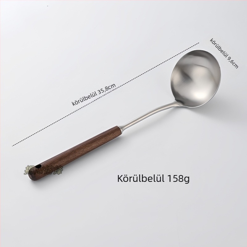 Kanál és spatula készlet – diófából készült nyél, 304 rozsdamentes acél fej, mélyfazék kanál, gomba főzéshez
