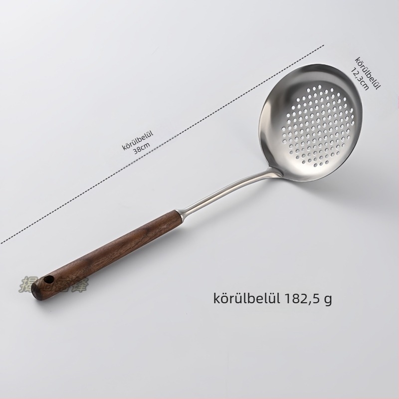 Kanál és spatula készlet – diófából készült nyél, 304 rozsdamentes acél fej, mélyfazék kanál, gomba főzéshez