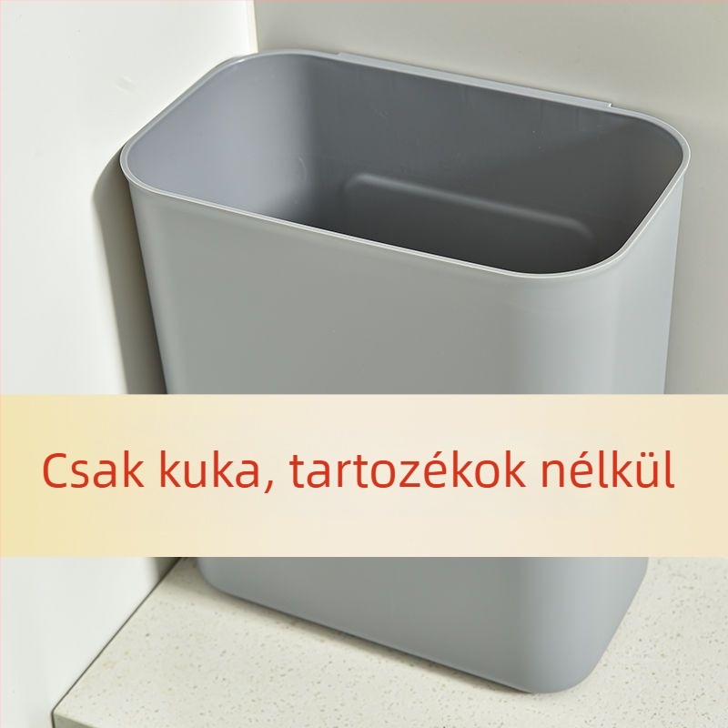 Falra szerelhető fürdőszobai szemetes, lengőfedéllel, műanyagból, cilindrikus alakú, kapacitás 4 L alatt