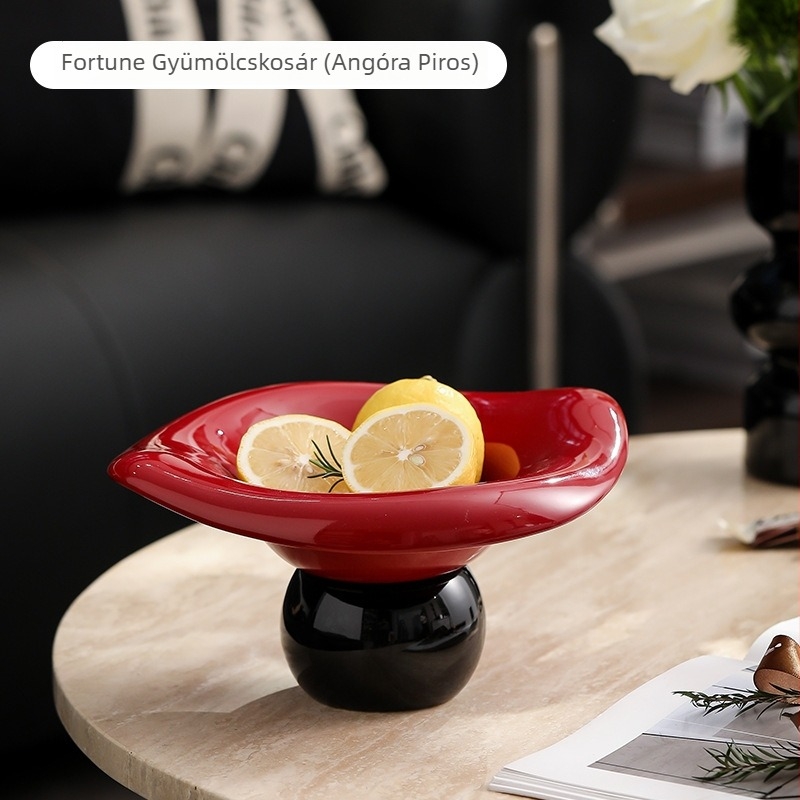 Porcelán gyümölcstál csöpögtetővel, magas talppal, könnyű luxus, retro stílus