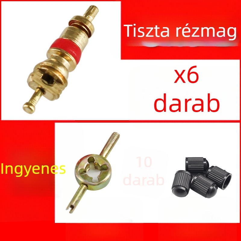 Tubeless szelep, réz maggal, nagy belső üreggel, olasz menet, általános használatra