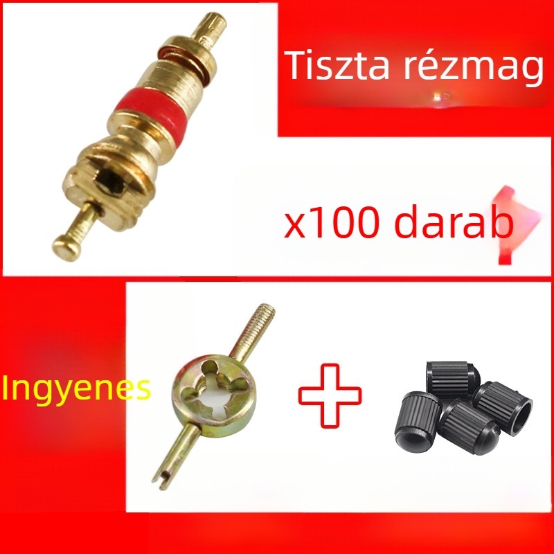 Tubeless szelep, réz maggal, nagy belső üreggel, olasz menet, általános használatra