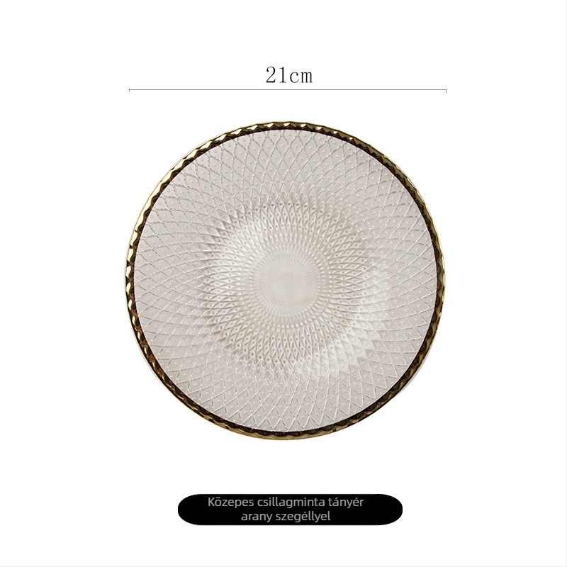 Francia stílusú üvegből készült gyümölcstál arany kerettel, modern minimalist dizájn, személyre szabható