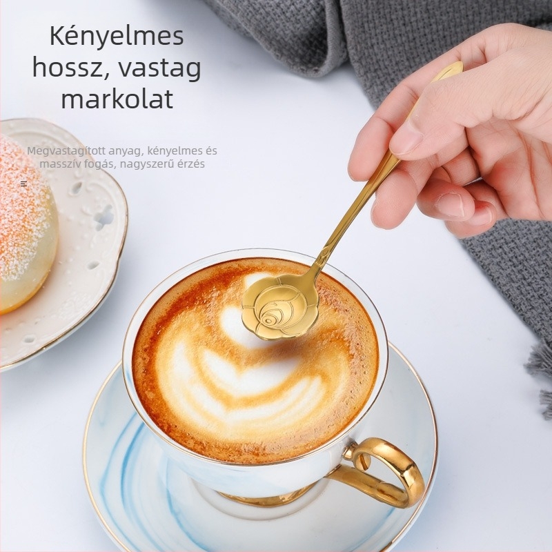 Rozsdamentes acél kanalak, virág alakú, cseresznyefa virág mintával, logóval – ajándék/szuvenír