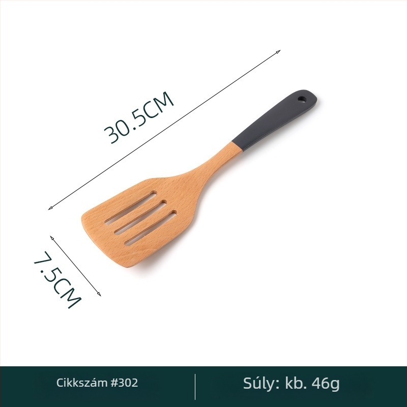 Bükkfa nyéllel készített spatula és kanál készlet, lakkozott spatula hosszú nyéllel, gravírozás elérhető, többfunkciós