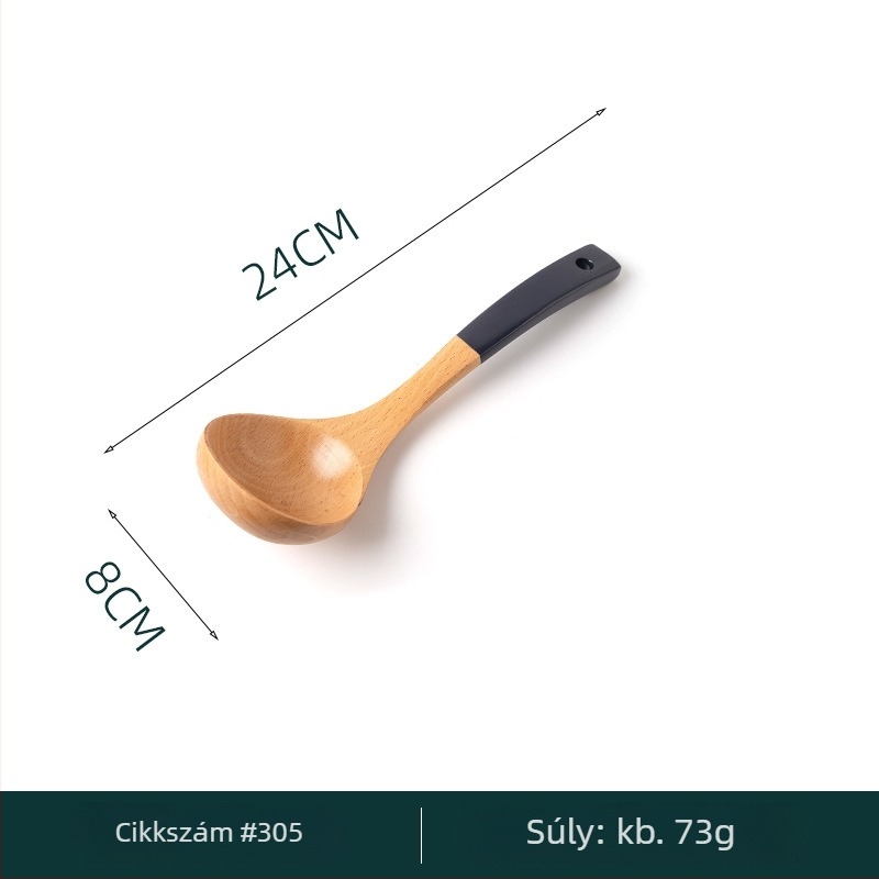 Bükkfa nyéllel készített spatula és kanál készlet, lakkozott spatula hosszú nyéllel, gravírozás elérhető, többfunkciós
