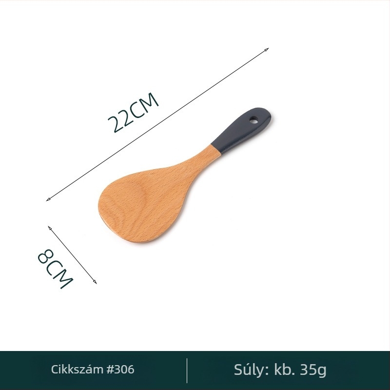 Bükkfa nyéllel készített spatula és kanál készlet, lakkozott spatula hosszú nyéllel, gravírozás elérhető, többfunkciós