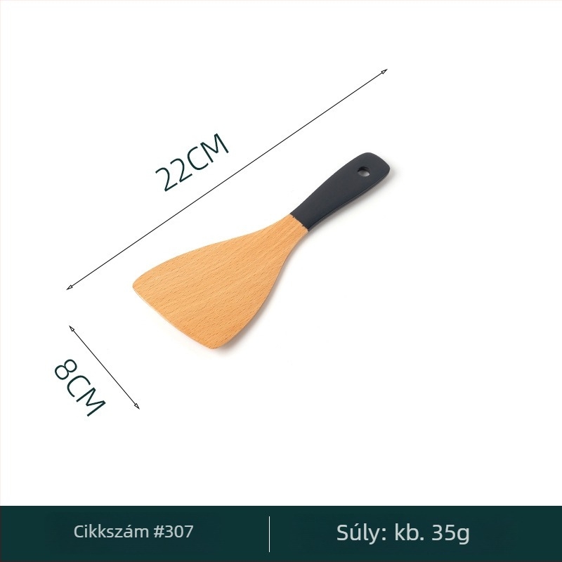 Bükkfa nyéllel készített spatula és kanál készlet, lakkozott spatula hosszú nyéllel, gravírozás elérhető, többfunkciós