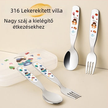 316 rozzdamentes acél kanálok és villák gyerekeknek és babáknak — az önálló étkezés tréningjéhez készlet