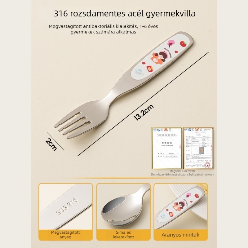 316 rozzdamentes acél kanálok és villák gyerekeknek és babáknak — az önálló étkezés tréningjéhez készlet