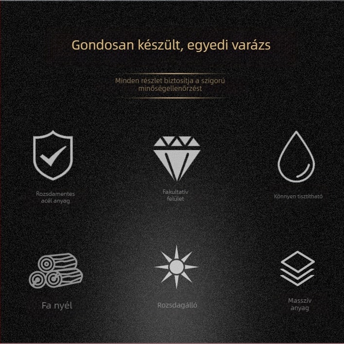 Huada Konyhai eszköz készlet - 201 rozsdamentes acél, fa nyél, tapadásmentes, magas hőállóság, csúszásmentes