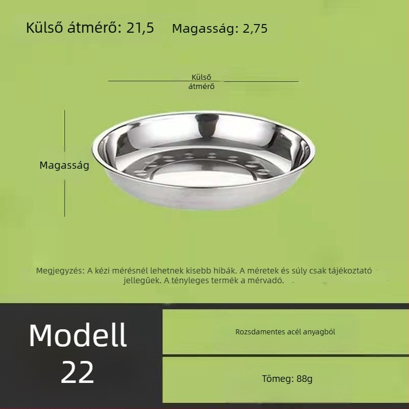 Rozsdamentes acél kör alakú tál, többfunkciós lapos tál konyhához és grillhez, modern egyszerű stílus