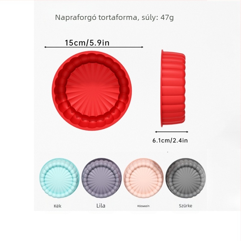 Szilikon süteményforma napraforgó alakú, kerek, könnyű kiemelés