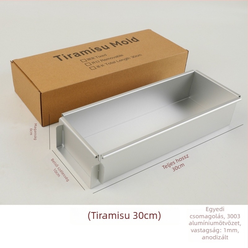 Jyf alumínium ötvözetű, fedeles tortaforma, téglalap alakú nyílással, tiramisu, sajttorta és mousse számára