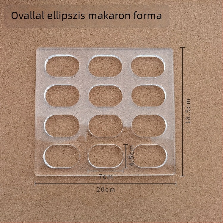 Akrilból készült aszimmetrikus Dacquoise sütőforma, ovál-szív alakú, modern minimalist stílus.