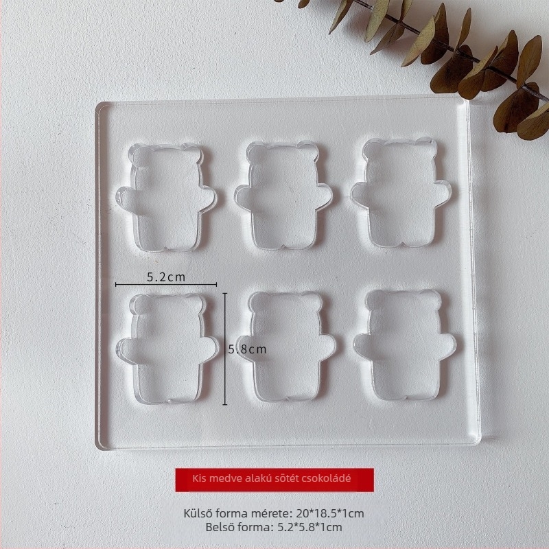 Akrilból készült aszimmetrikus Dacquoise sütőforma, ovál-szív alakú, modern minimalist stílus.