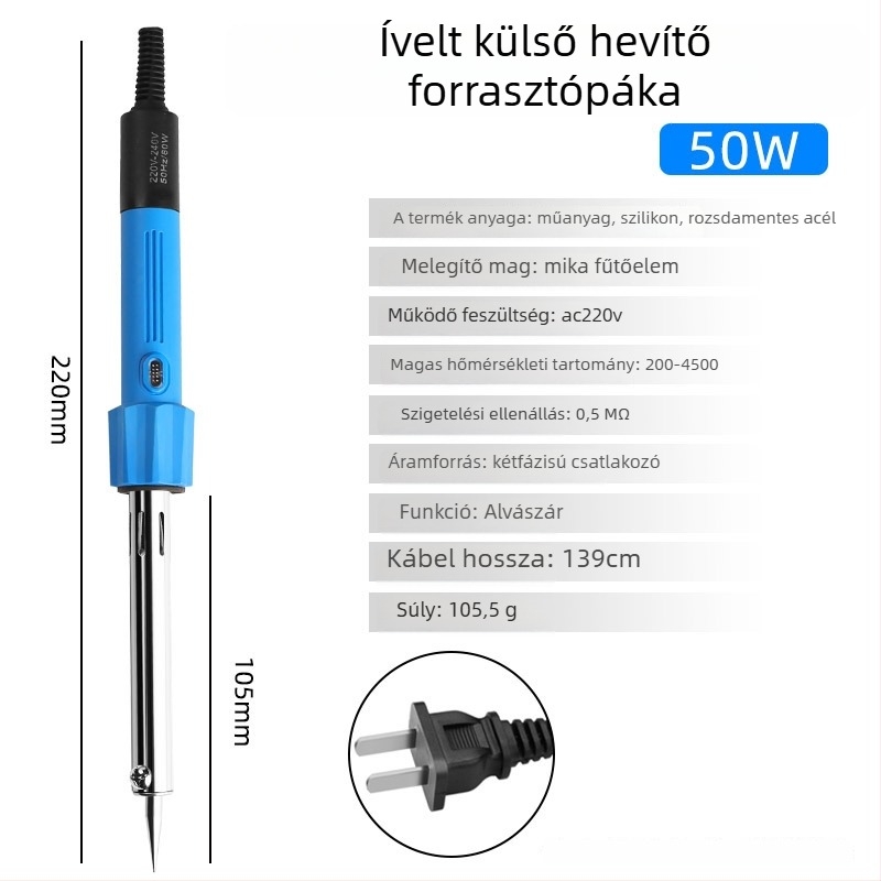 Rézhegyű elektromos forrasztóvas, állítható hőmérséklet 200–450°C, 220V, 235 mm hosszú, teljesítmény 30–300W