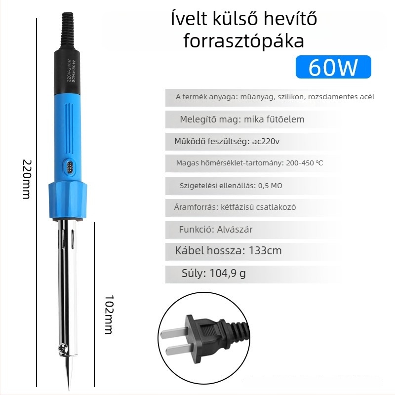 Rézhegyű elektromos forrasztóvas, állítható hőmérséklet 200–450°C, 220V, 235 mm hosszú, teljesítmény 30–300W