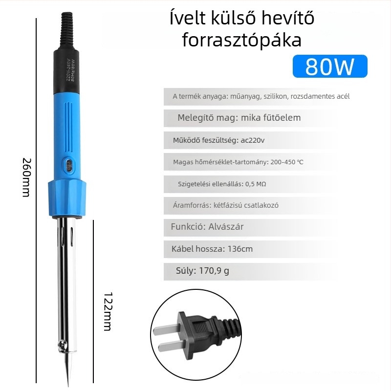 Rézhegyű elektromos forrasztóvas, állítható hőmérséklet 200–450°C, 220V, 235 mm hosszú, teljesítmény 30–300W