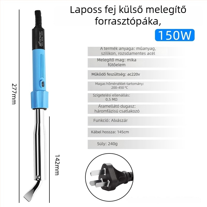 Rézhegyű elektromos forrasztóvas, állítható hőmérséklet 200–450°C, 220V, 235 mm hosszú, teljesítmény 30–300W