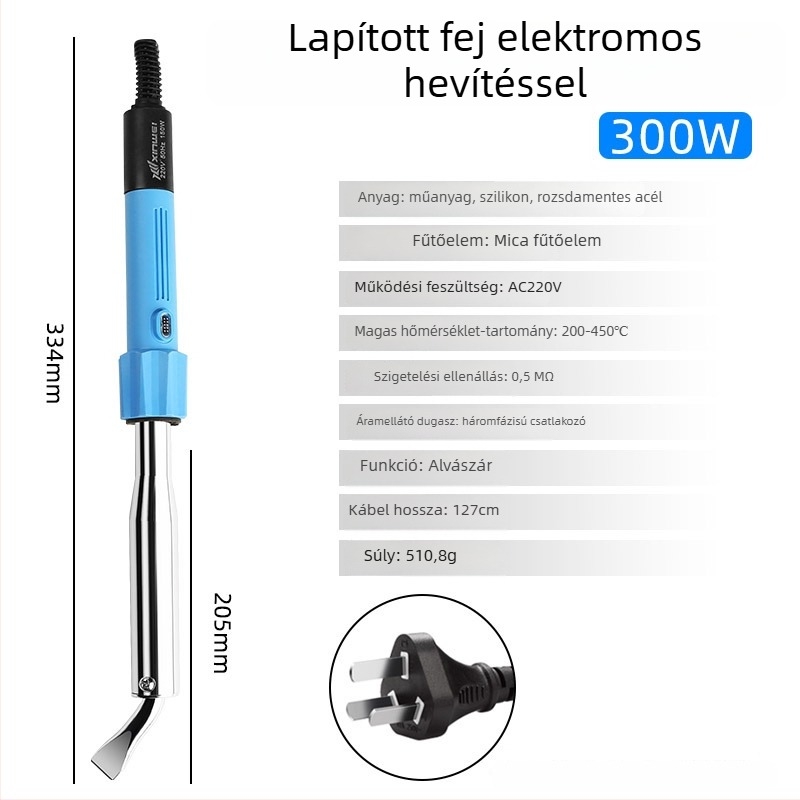 Rézhegyű elektromos forrasztóvas, állítható hőmérséklet 200–450°C, 220V, 235 mm hosszú, teljesítmény 30–300W