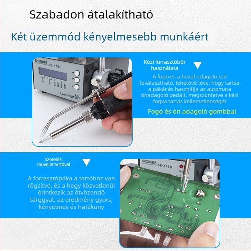 Consulting márkájú forrasztóállomás lábpedálos működéssel, 220V bemenettel, elektronikai javításokra