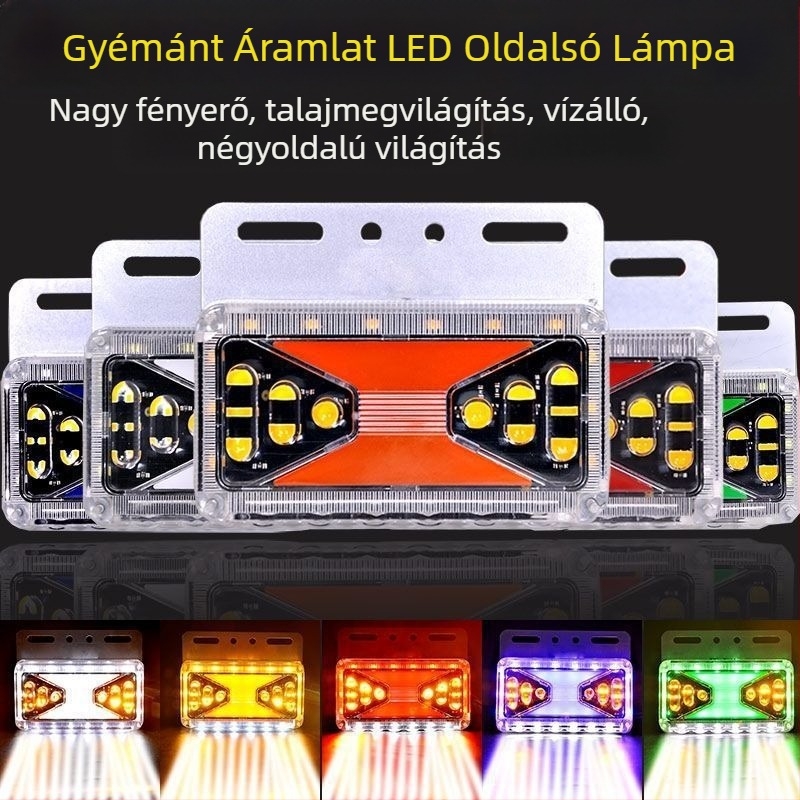 Kamion oldalsó LED fény, 12V/24V, 10W, PC ház, nagy teherautókhoz és félpótkocsikhoz